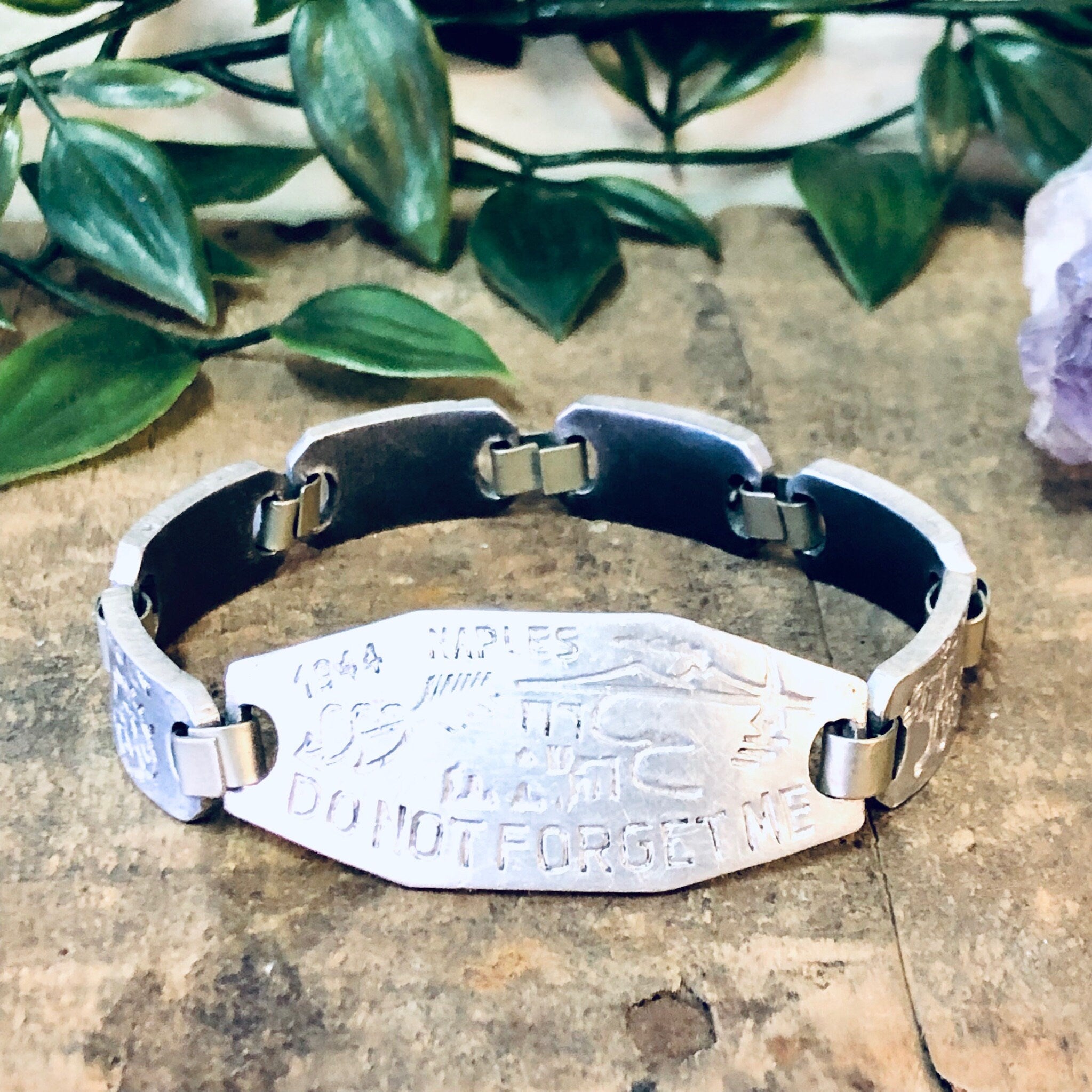 Forget Me Not Bracelet, Sweetheart Bracelet, WWII Bracelet, Do Not Forget Me Bracelet, Vintage Jewelry, Link Bracelet, Vintage Bracelet,