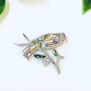 Vintage Brooch, Silver Brooch, Bird Brooch, Perched Bird, Bird Pin, Abalone Jewelry, Abalone Shell Pin, Animal Jewelry, Vintage Jewelry, 925