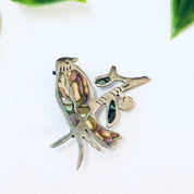 Vintage Brooch, Silver Brooch, Bird Brooch, Perched Bird, Bird Pin, Abalone Jewelry, Abalone Shell Pin, Animal Jewelry, Vintage Jewelry, 925