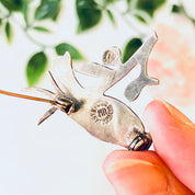 Vintage Brooch, Silver Brooch, Bird Brooch, Perched Bird, Bird Pin, Abalone Jewelry, Abalone Shell Pin, Animal Jewelry, Vintage Jewelry, 925