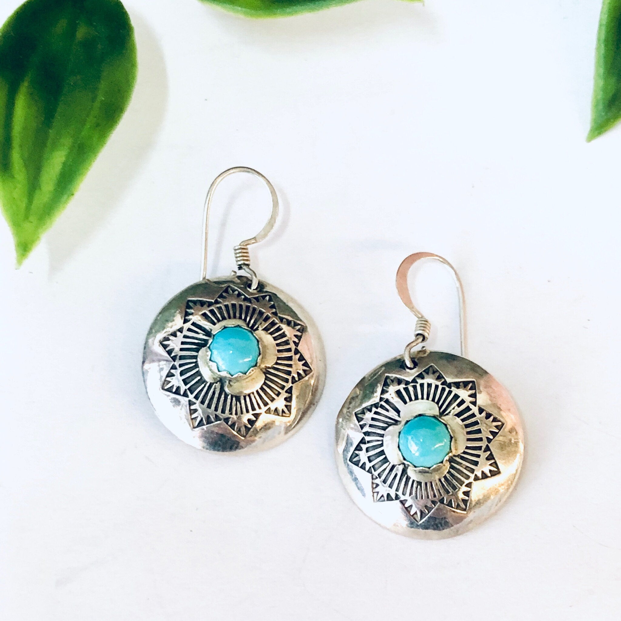 Vintage Earrings, Silver Earrings, Turquoise Jewelry, Vintage Jewelry, Boho Style, Bohemian Jewelry, Silver and Blue, Pierced Ears, Dangle