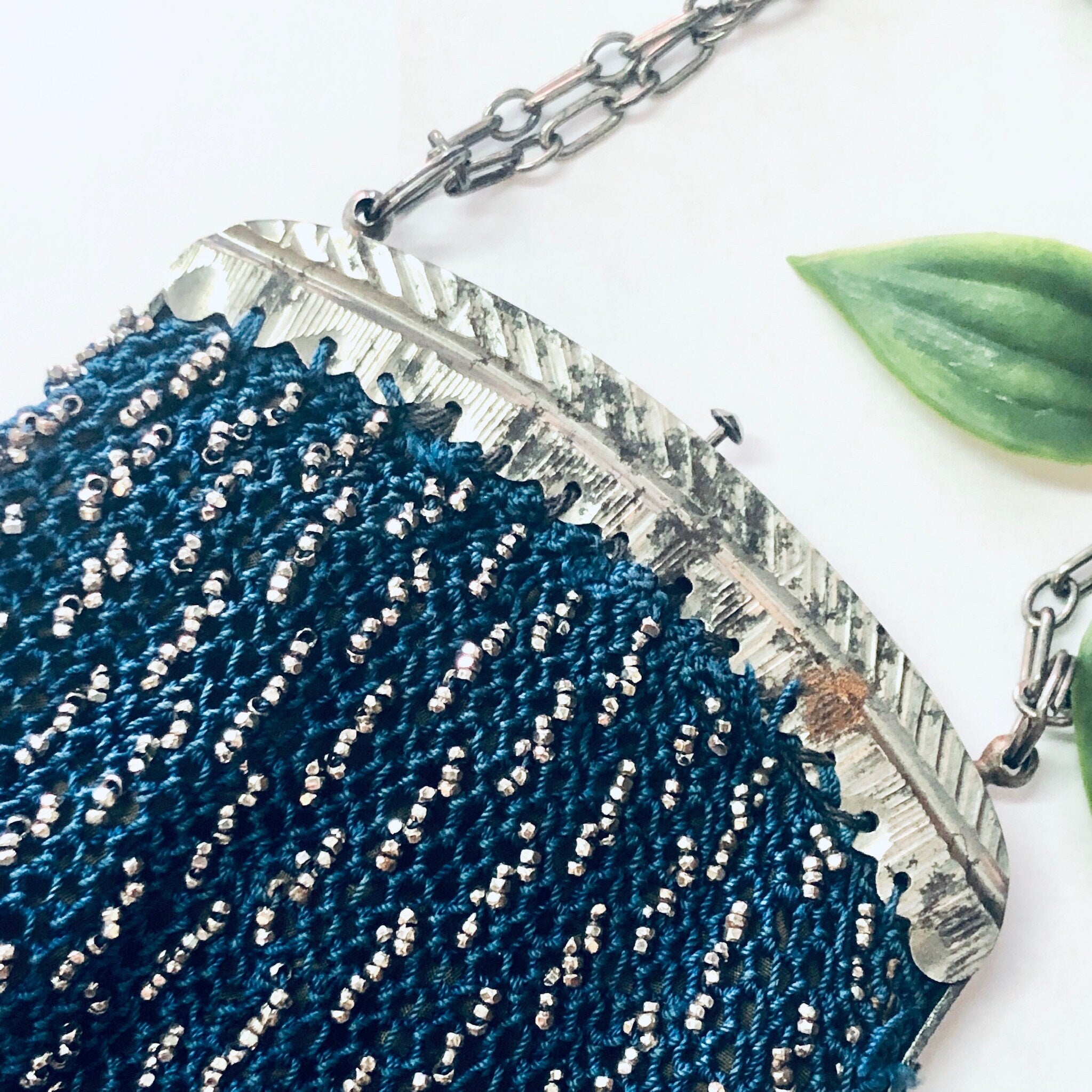 Vintage Purse, Evening Bag, Antique Purse, Flapper Bag, Flapper Style, Blue Bag, Beaded Bag, Tassel Purse, Chain Purse, Vintage Accessories