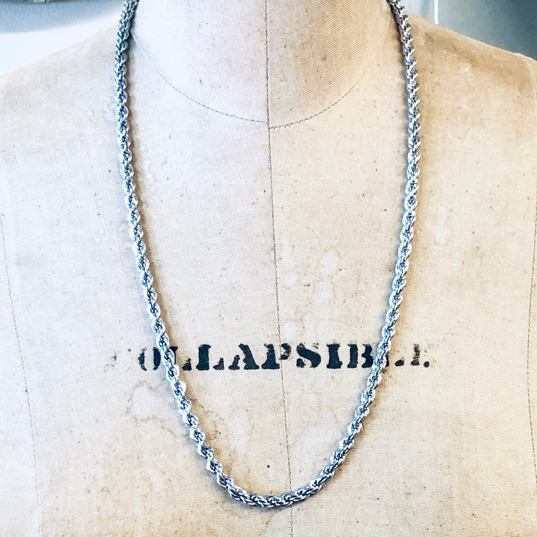 Vintage Chain, Rope Chain, Twisted Rope Chain, Silver Chain, Silver Necklace, Vintage Necklace, 925 Chain, Statement Jewelry, Long Chain