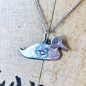 Vintage Necklace, Duck Necklace, Duck Pendant, Vintage jewelry, Skinny Chain, Silver Necklace, Silver Pendant, Silver Chain, 925 Necklace,