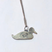 Vintage Necklace, Duck Necklace, Duck Pendant, Vintage jewelry, Skinny Chain, Silver Necklace, Silver Pendant, Silver Chain, 925 Necklace,