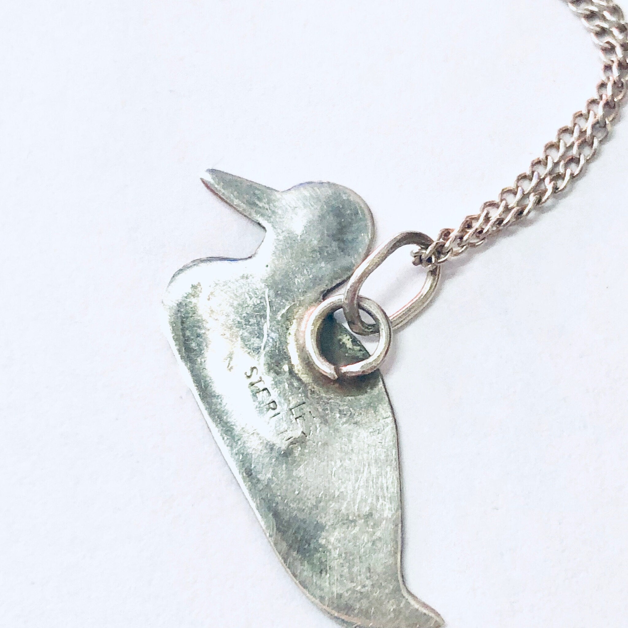 Vintage Necklace, Duck Necklace, Duck Pendant, Vintage jewelry, Skinny Chain, Silver Necklace, Silver Pendant, Silver Chain, 925 Necklace,