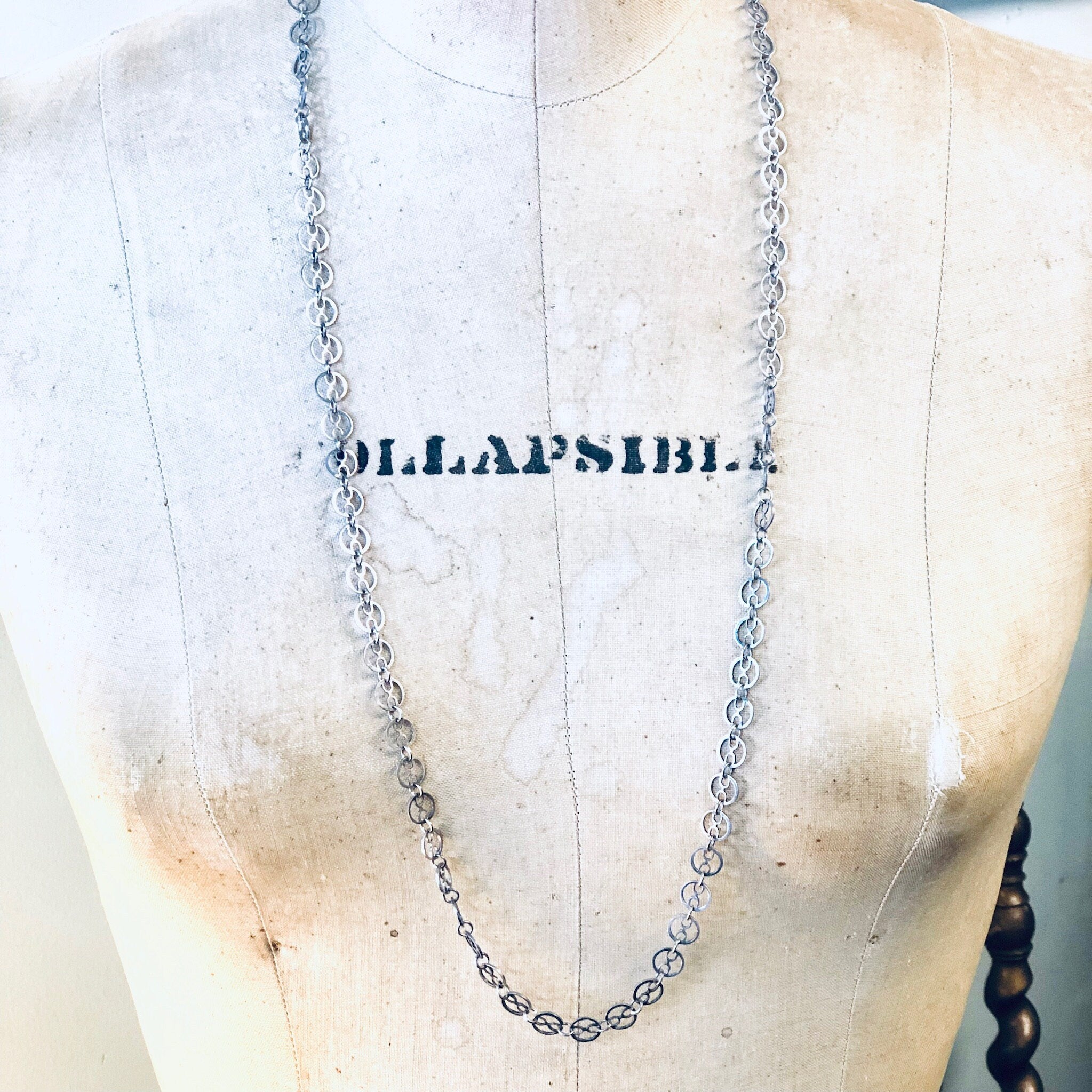 Vintage Chain, Silver Chain, Ornate Necklace, Unique Jewelry, Geometric Chain, Long Chain, Silver Necklace, Vintage Jewelry, 925 Necklace