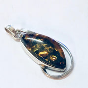Vintage Pendant, Silver Pendant, Vintage Necklace, Amber Pendant, Amber Jewelry, Unique Pendant, Vintage Jewelry, 925 Pendant, Yellow Orange