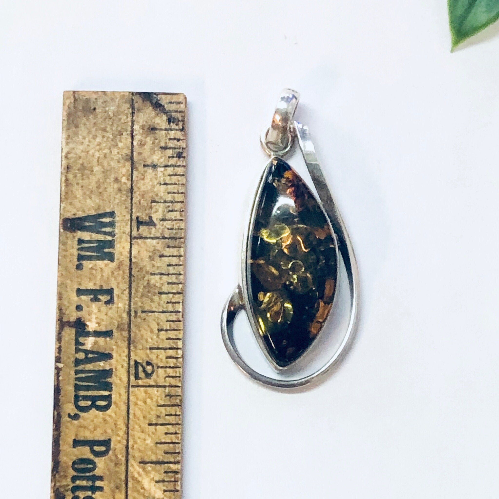 Vintage Pendant, Silver Pendant, Vintage Necklace, Amber Pendant, Amber Jewelry, Unique Pendant, Vintage Jewelry, 925 Pendant, Yellow Orange