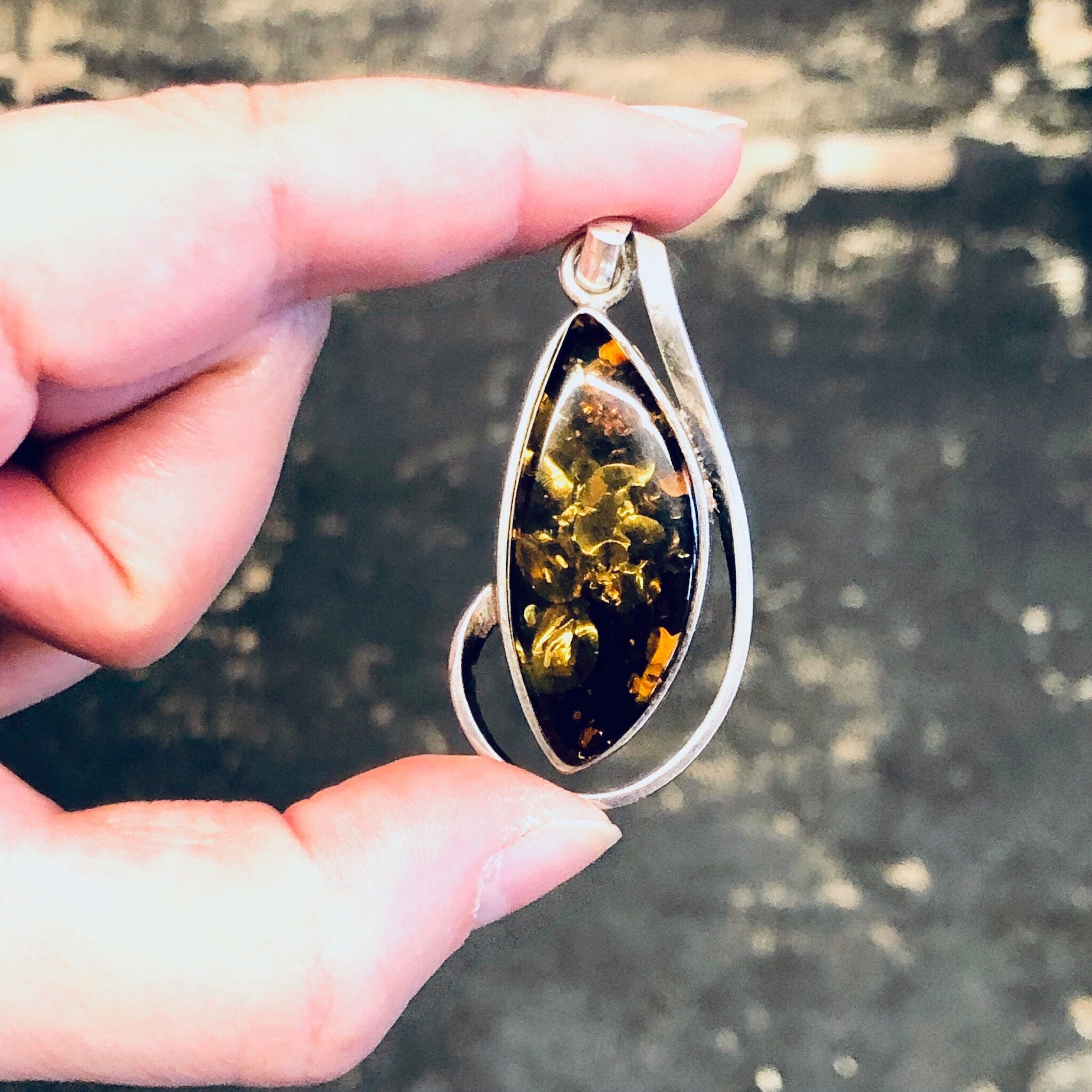 Vintage Pendant, Silver Pendant, Vintage Necklace, Amber Pendant, Amber Jewelry, Unique Pendant, Vintage Jewelry, 925 Pendant, Yellow Orange