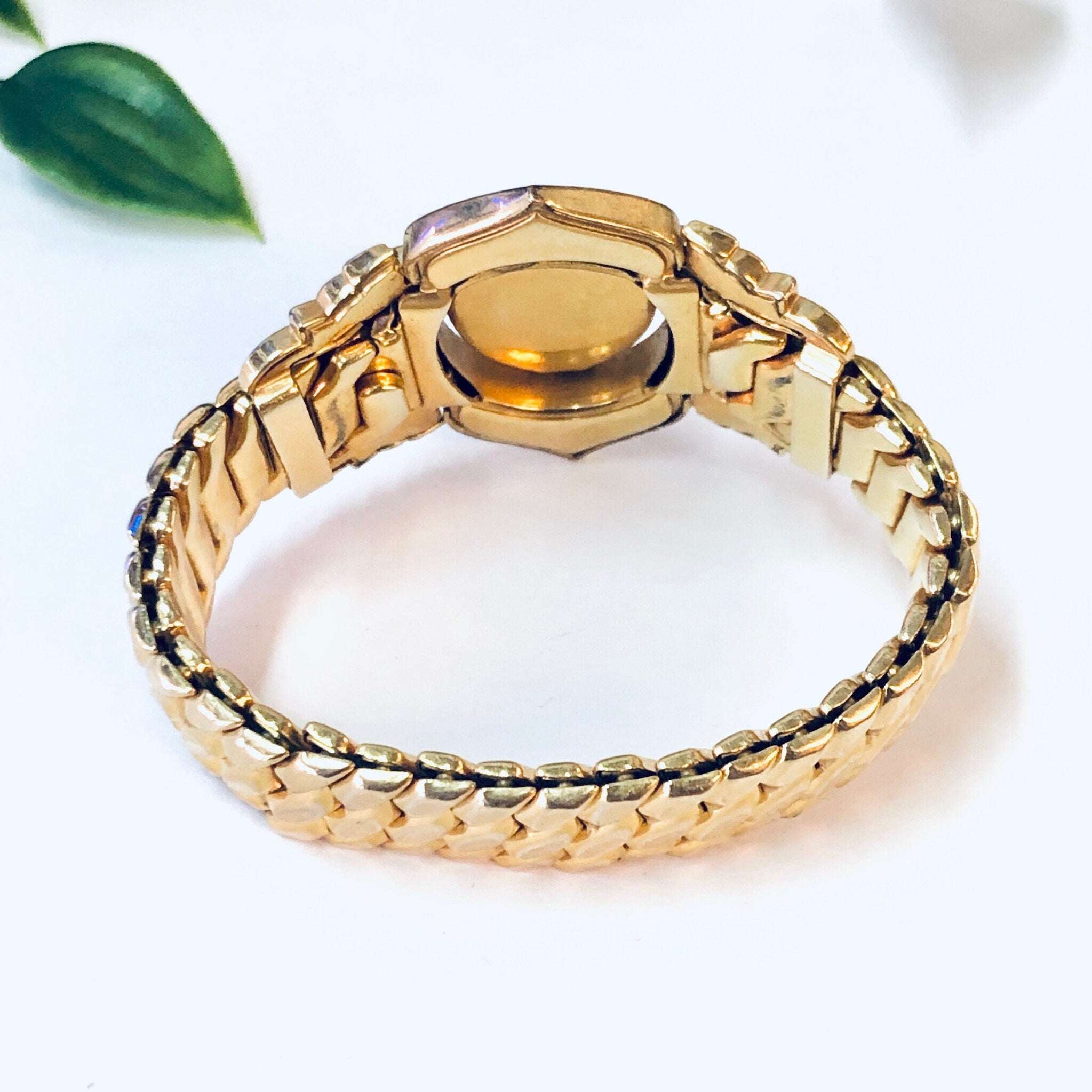 Vintage Bracelet, Gold Toned Bracelet, Unique Jewelry, Vintage Jewelry, Stretchy Bracelet, Small Bracelet, Gold, Blue, Purple, Cabochon,