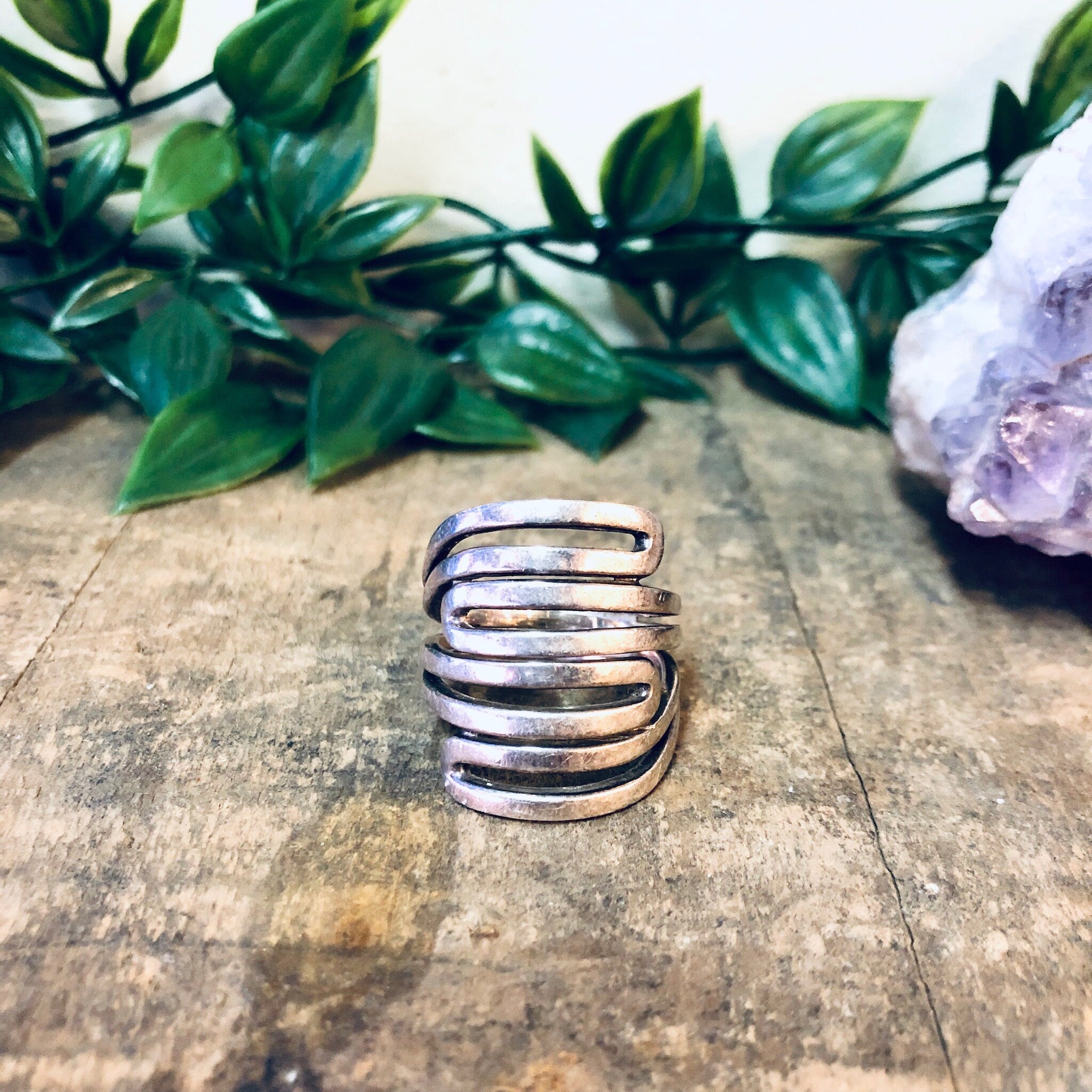 Vintage Ring, Silver Ring, Abstract Jewelry, Vintage Jewelry, Unique Design, Minimalist Design, Statement Ring, Large Ring, 925 Ring, Swirl