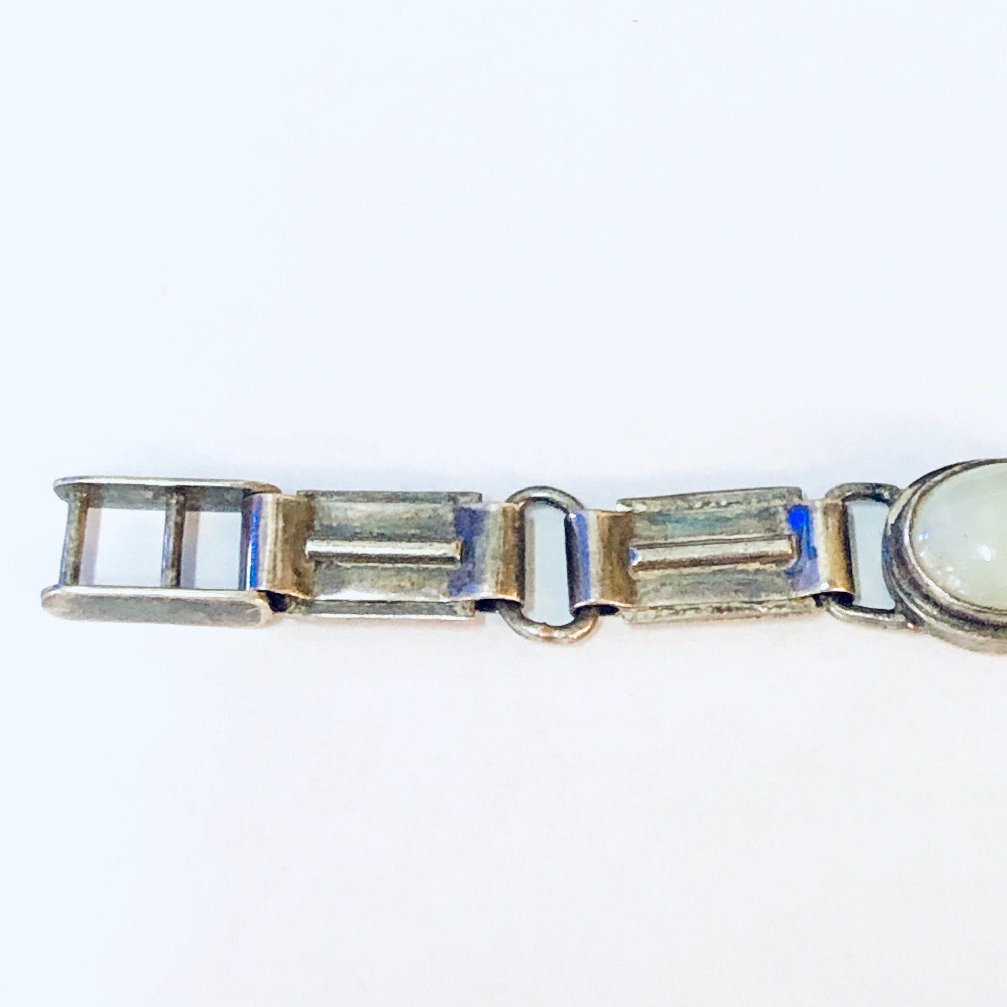 Vintage Bracelet, Link Bracelet, Silver Bracelet, Simple Jewelry, Vintage Jewelry, Light Green Gemstones, Green and Silver, 925 Bracelet