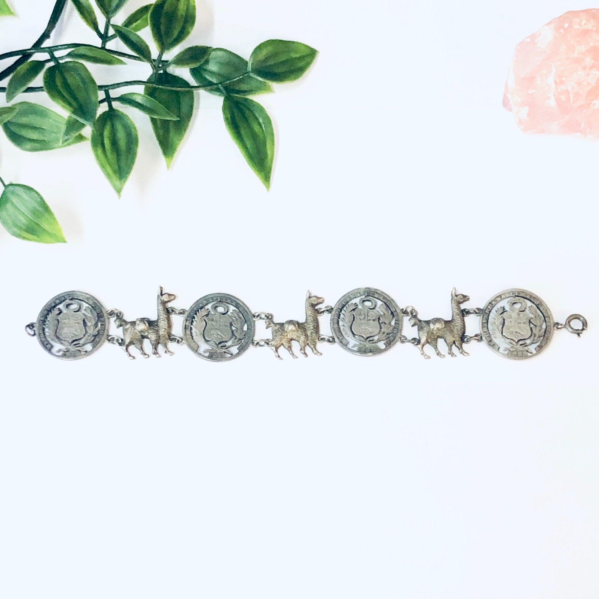 Vintage Bracelet, Repub Peruana Lima, Coin Bracelet, Llama Bracelet, Alpaca Jewelry, Peruvian Coin Bracelet, Vintage Jewelry, Unique Jewelry