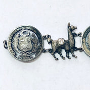 Vintage Bracelet, Repub Peruana Lima, Coin Bracelet, Llama Bracelet, Alpaca Jewelry, Peruvian Coin Bracelet, Vintage Jewelry, Unique Jewelry