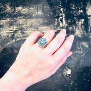 Vintage Ring, Silver Ring, Turquoise Ring, Southwestern Jewelry, Boho Jewelry, Bohemian Style, Vintage Jewelry, Unique Ring, Green, Blue,