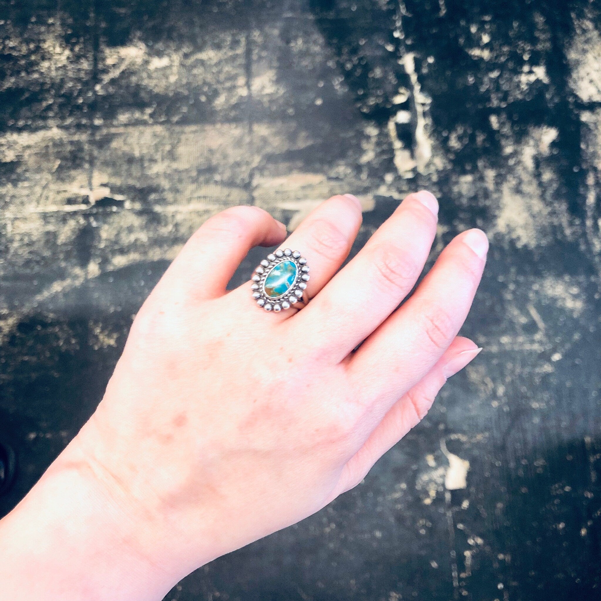 Vintage Ring, Silver Ring, Turquoise Ring, Southwestern Jewelry, Boho Jewelry, Bohemian Style, Vintage Jewelry, Unique Ring, Green, Blue,