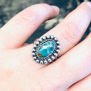 Vintage Ring, Silver Ring, Turquoise Ring, Southwestern Jewelry, Boho Jewelry, Bohemian Style, Vintage Jewelry, Unique Ring, Green, Blue,