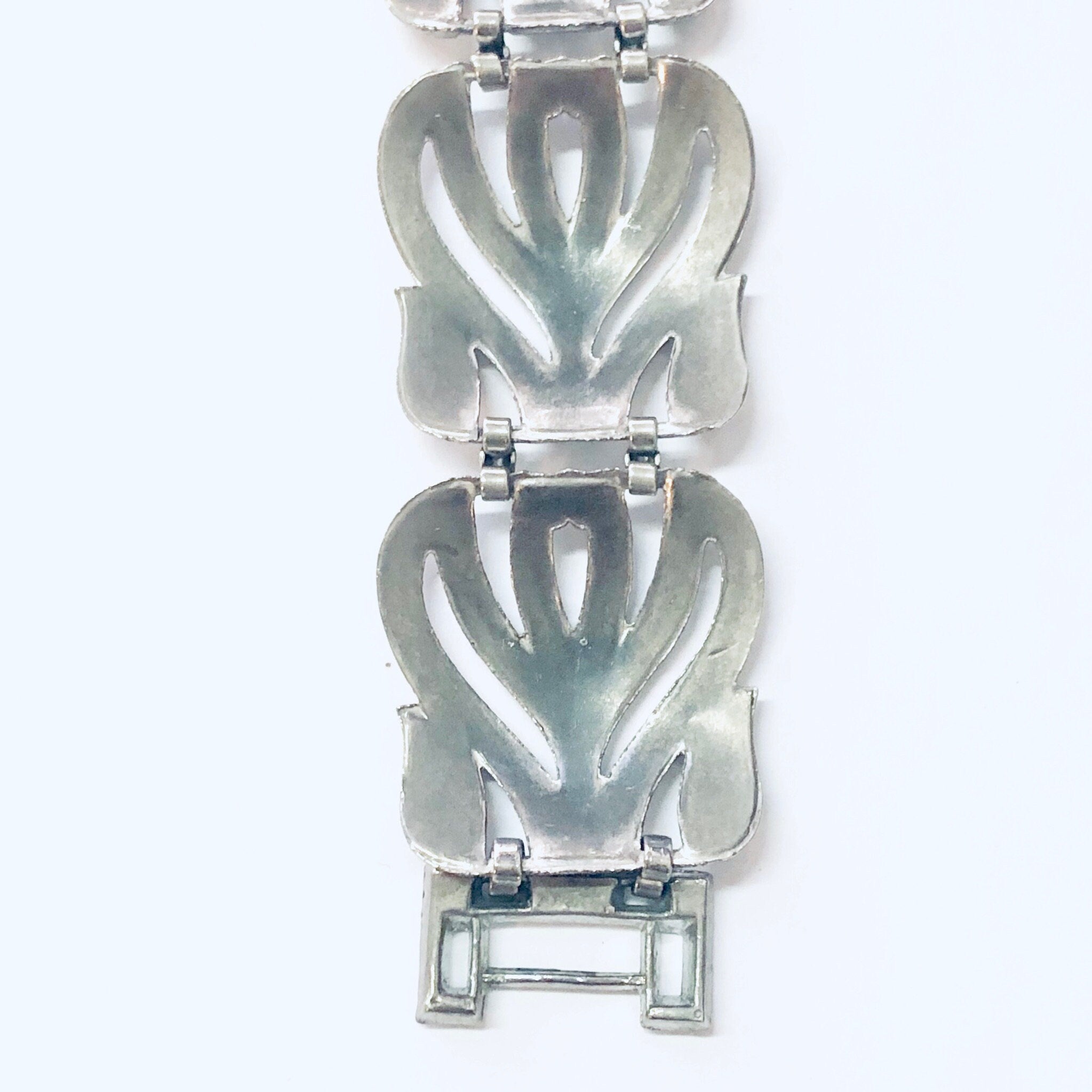 Vintage Bracelet, Link Bracelet, Vintage Jewelry, Statement Jewelry, Silver Toned Bracelet, Costume Jewelry, Cut Out Bracelet, Unique