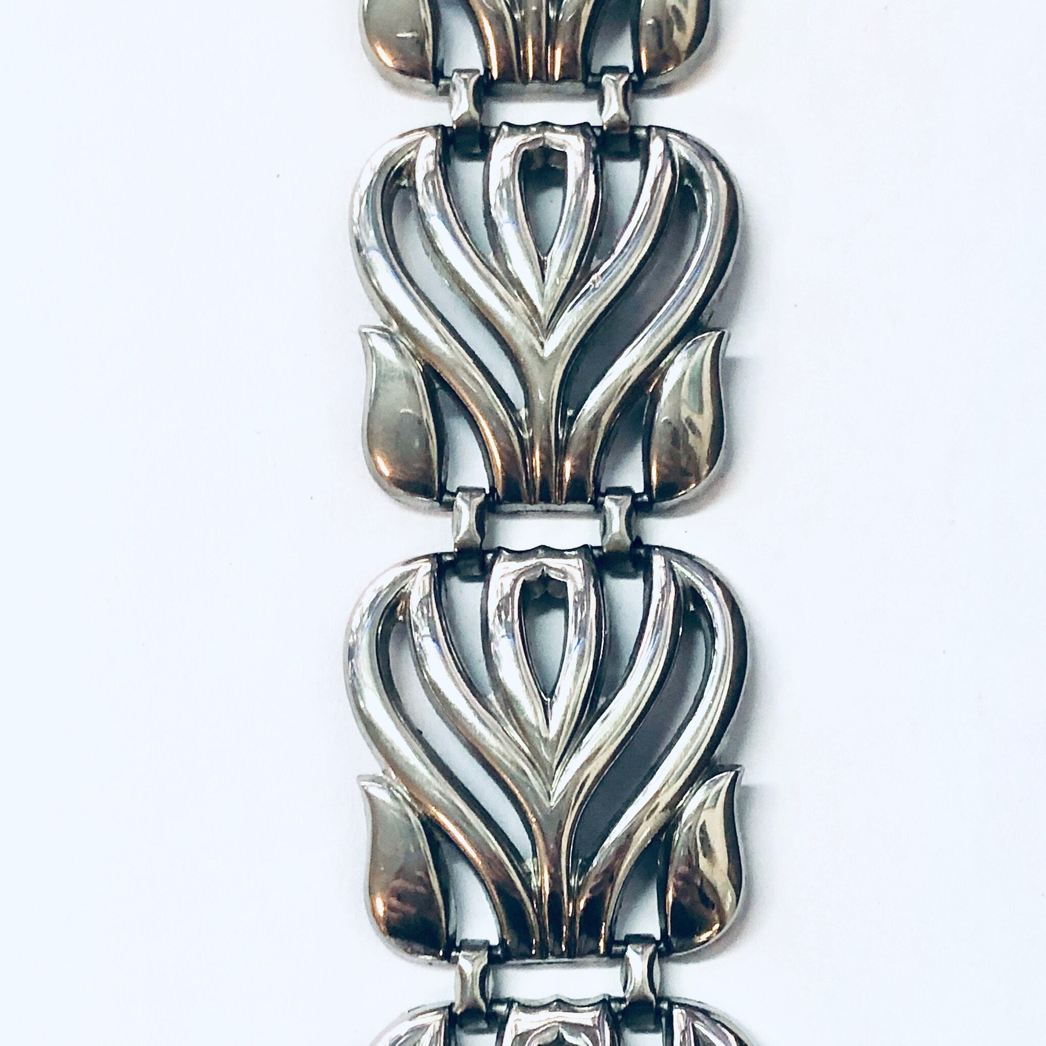 Vintage Bracelet, Link Bracelet, Vintage Jewelry, Statement Jewelry, Silver Toned Bracelet, Costume Jewelry, Cut Out Bracelet, Unique