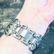 Vintage Bracelet, Link Bracelet, Vintage Jewelry, Statement Jewelry, Silver Toned Bracelet, Costume Jewelry, Cut Out Bracelet, Unique