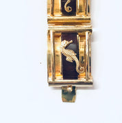 Vintage Bracelet, Seahorse Bracelet, Link Bracelet, Statement Jewelry, Gold Tone Bracelet, Unique Jewelry, Made in France, Seahorse, Ocean