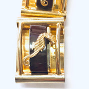 Vintage Bracelet, Seahorse Bracelet, Link Bracelet, Statement Jewelry, Gold Tone Bracelet, Unique Jewelry, Made in France, Seahorse, Ocean
