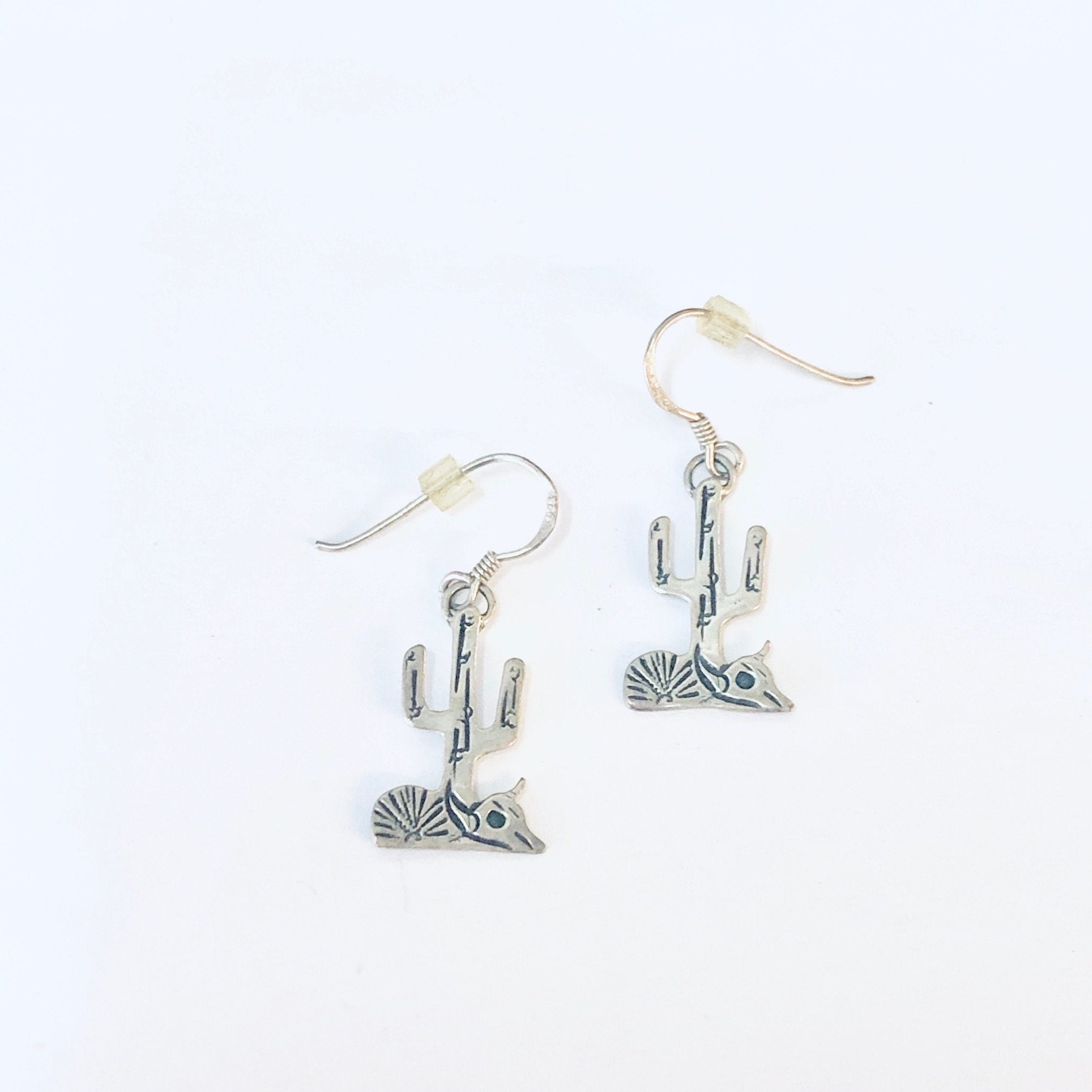 Vintage Earrings, Dangle Earrings, Cactus Jewelry, Taxidermy Jewelry, Vintage Jewelry, Silver Earrings, Cactus Earrings, 925 Earrings,