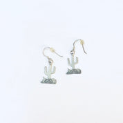 Vintage Earrings, Dangle Earrings, Cactus Jewelry, Taxidermy Jewelry, Vintage Jewelry, Silver Earrings, Cactus Earrings, 925 Earrings,