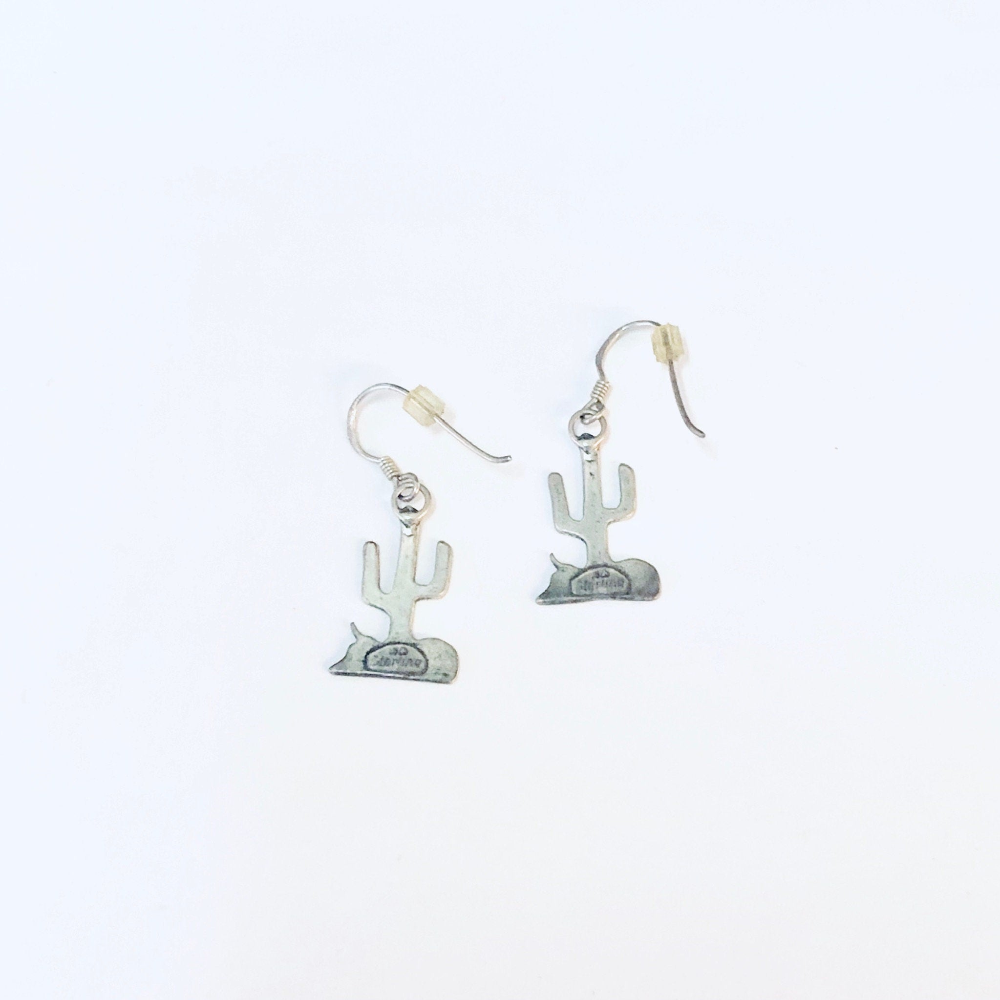 Vintage Earrings, Dangle Earrings, Cactus Jewelry, Taxidermy Jewelry, Vintage Jewelry, Silver Earrings, Cactus Earrings, 925 Earrings,