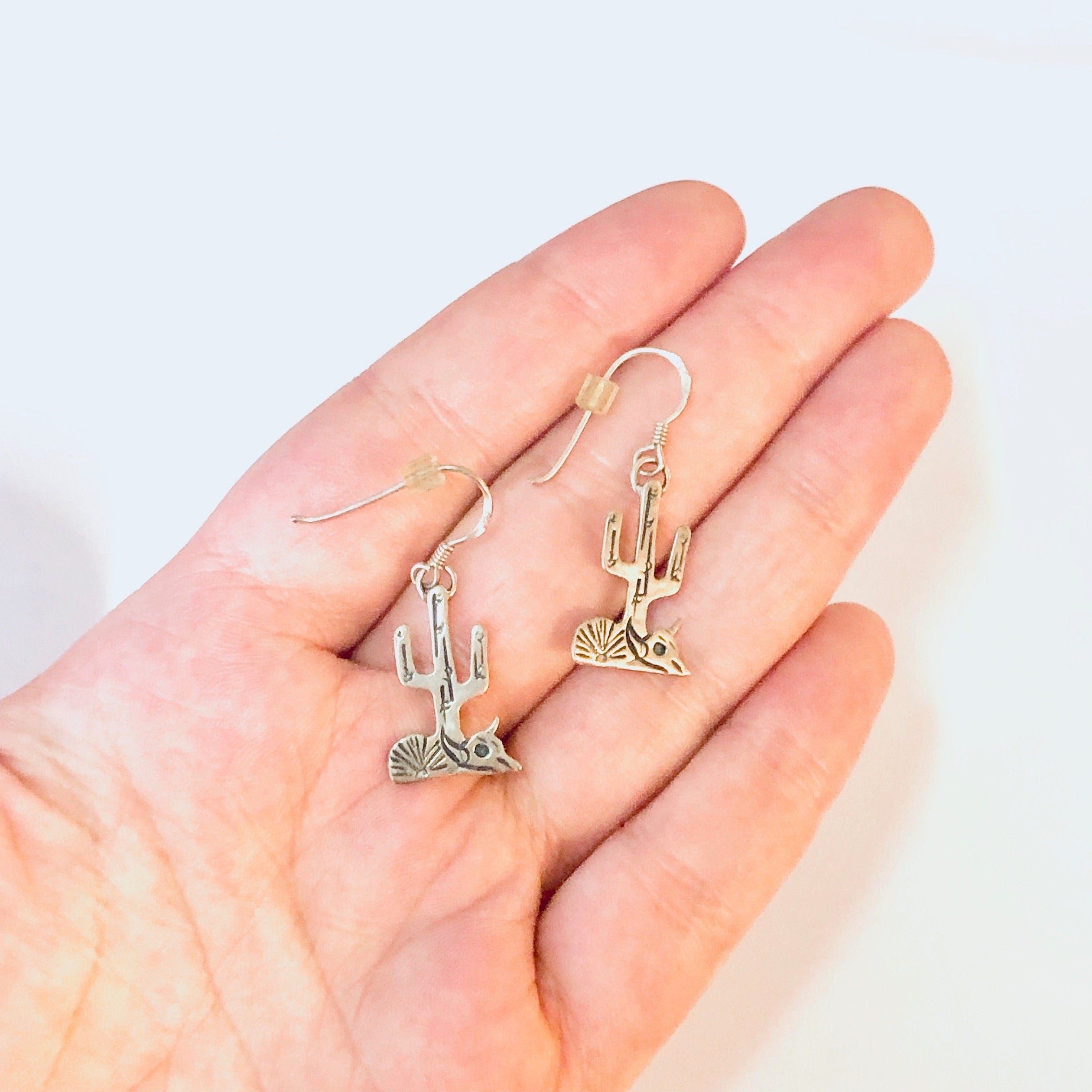 Vintage Earrings, Dangle Earrings, Cactus Jewelry, Taxidermy Jewelry, Vintage Jewelry, Silver Earrings, Cactus Earrings, 925 Earrings,