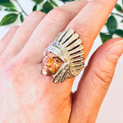 Vintage Ring, Silver Ring, Chief Ring, Native American Ring, Vintage Jewelry, Copper Ring, Large Ring, Statement Jewelry, 925 Ring, Silver
