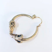 Vintage Earrings, Hoop earrings, Gold Earrings, 14K gold Earrings, Ram Earrings, Ram Jewelry, Ram Head Earrings, Unique Jewelry, Gold Ram