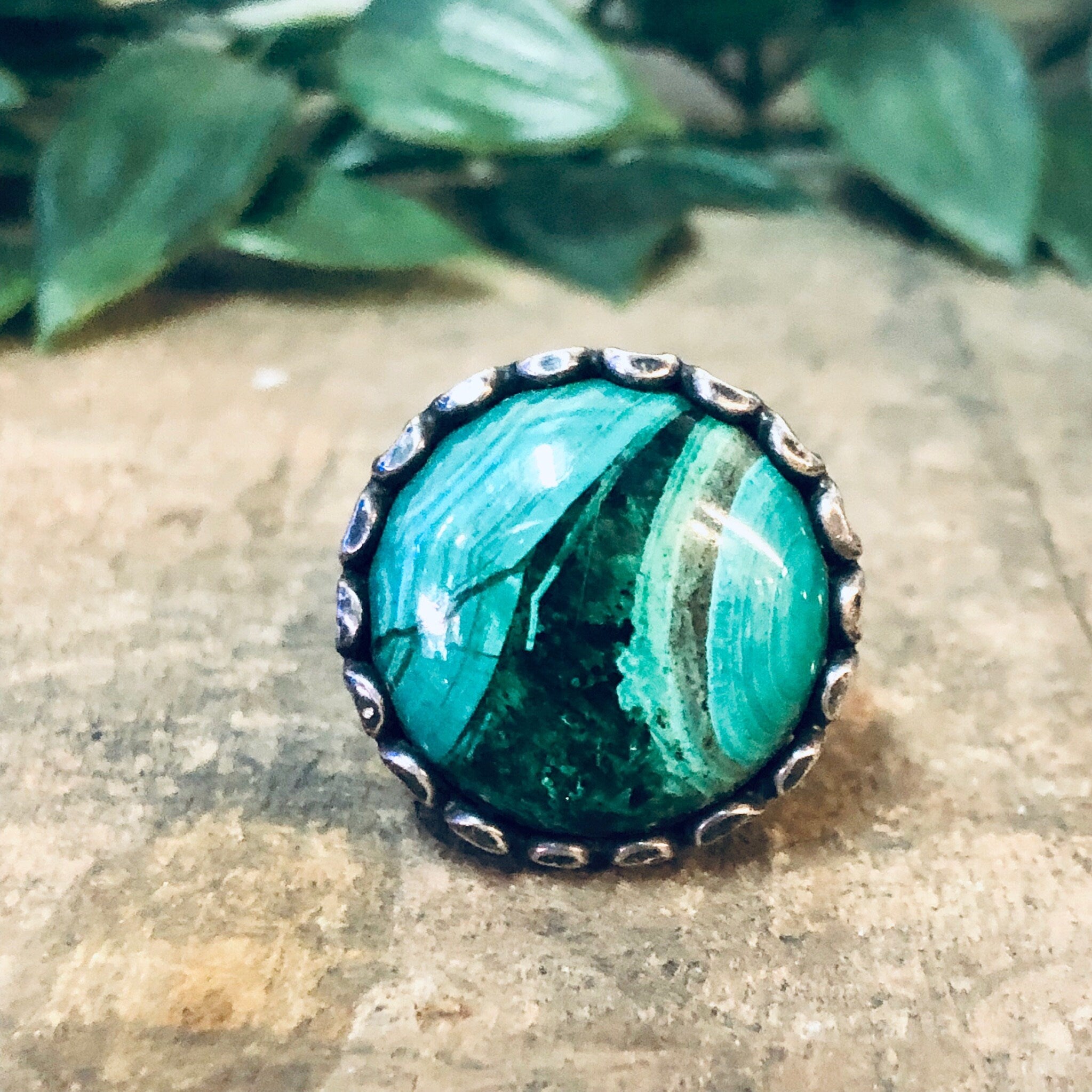 Vintage Ring, Silver Ring, Chrysocolla Ring, Chrysocolla Gemstone, Unique Ring, Statement Jewelry, Blue Stone, Green Stone, Swirl Ring, 925