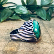 Vintage Ring, Silver Ring, Chrysocolla Ring, Chrysocolla Gemstone, Unique Ring, Statement Jewelry, Blue Stone, Green Stone, Swirl Ring, 925