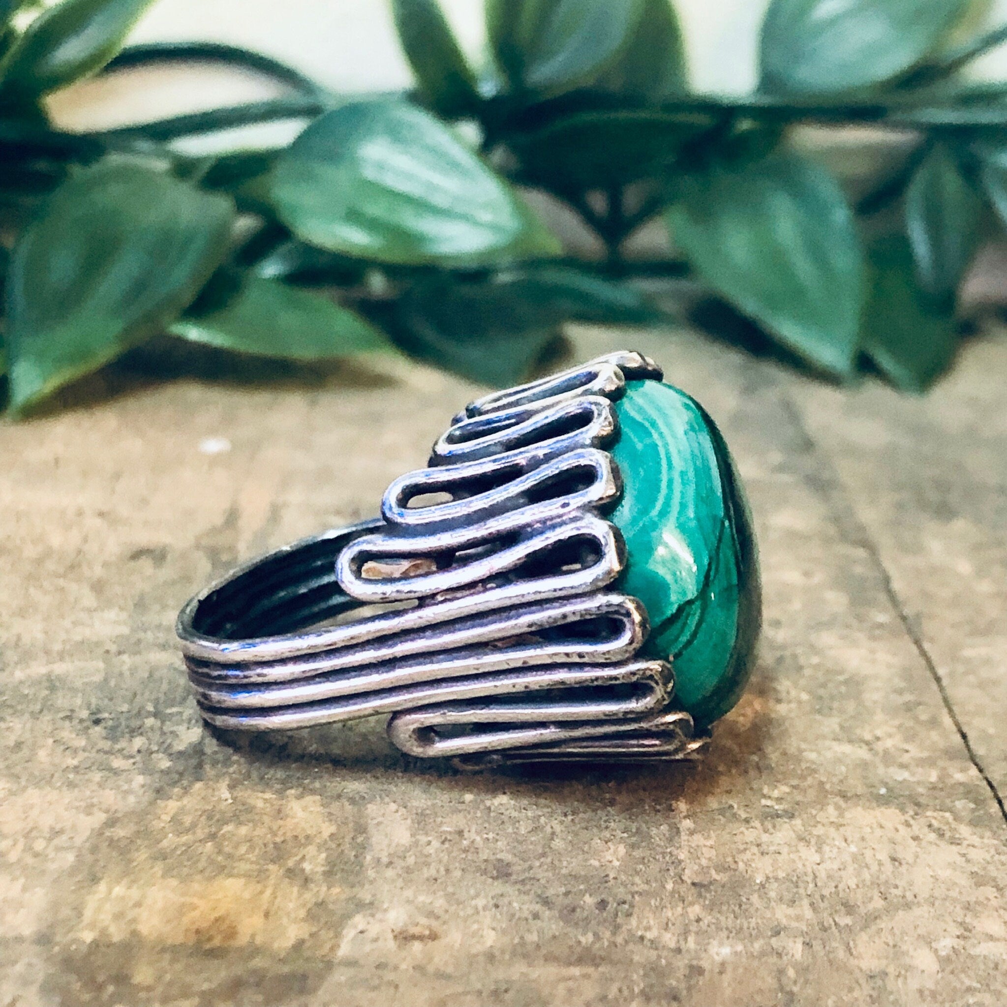 Vintage Ring, Silver Ring, Chrysocolla Ring, Chrysocolla Gemstone, Unique Ring, Statement Jewelry, Blue Stone, Green Stone, Swirl Ring, 925