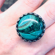 Vintage Ring, Silver Ring, Chrysocolla Ring, Chrysocolla Gemstone, Unique Ring, Statement Jewelry, Blue Stone, Green Stone, Swirl Ring, 925