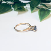 Vintage Ring, Gold Ring, 14K Gold Ring, Yellow Gold Ring, Blue Gemstone, Dark Blue Gemstone, Promise Ring, Engagement Jewelry, Gold Ring