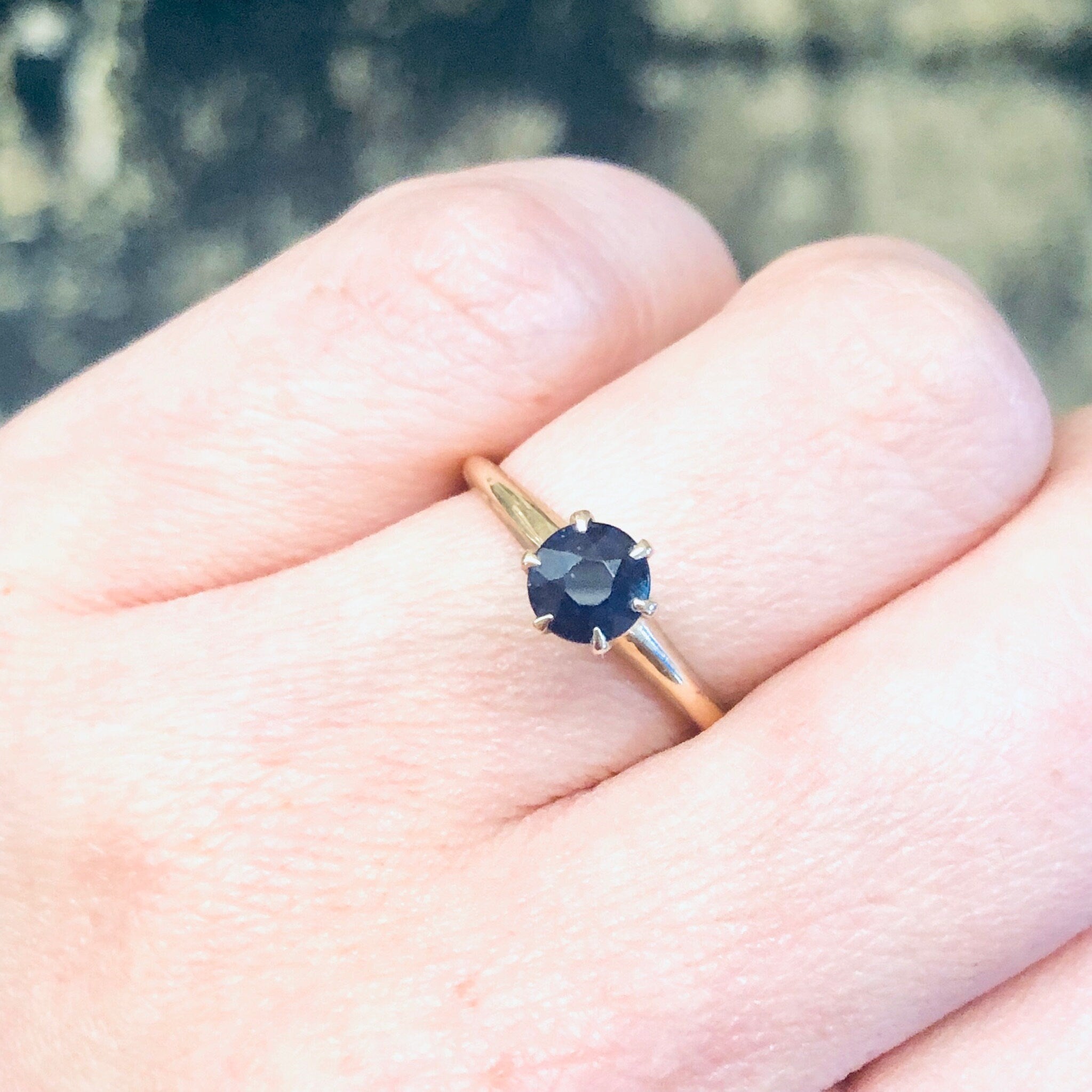 Vintage Ring, Gold Ring, 14K Gold Ring, Yellow Gold Ring, Blue Gemstone, Dark Blue Gemstone, Promise Ring, Engagement Jewelry, Gold Ring