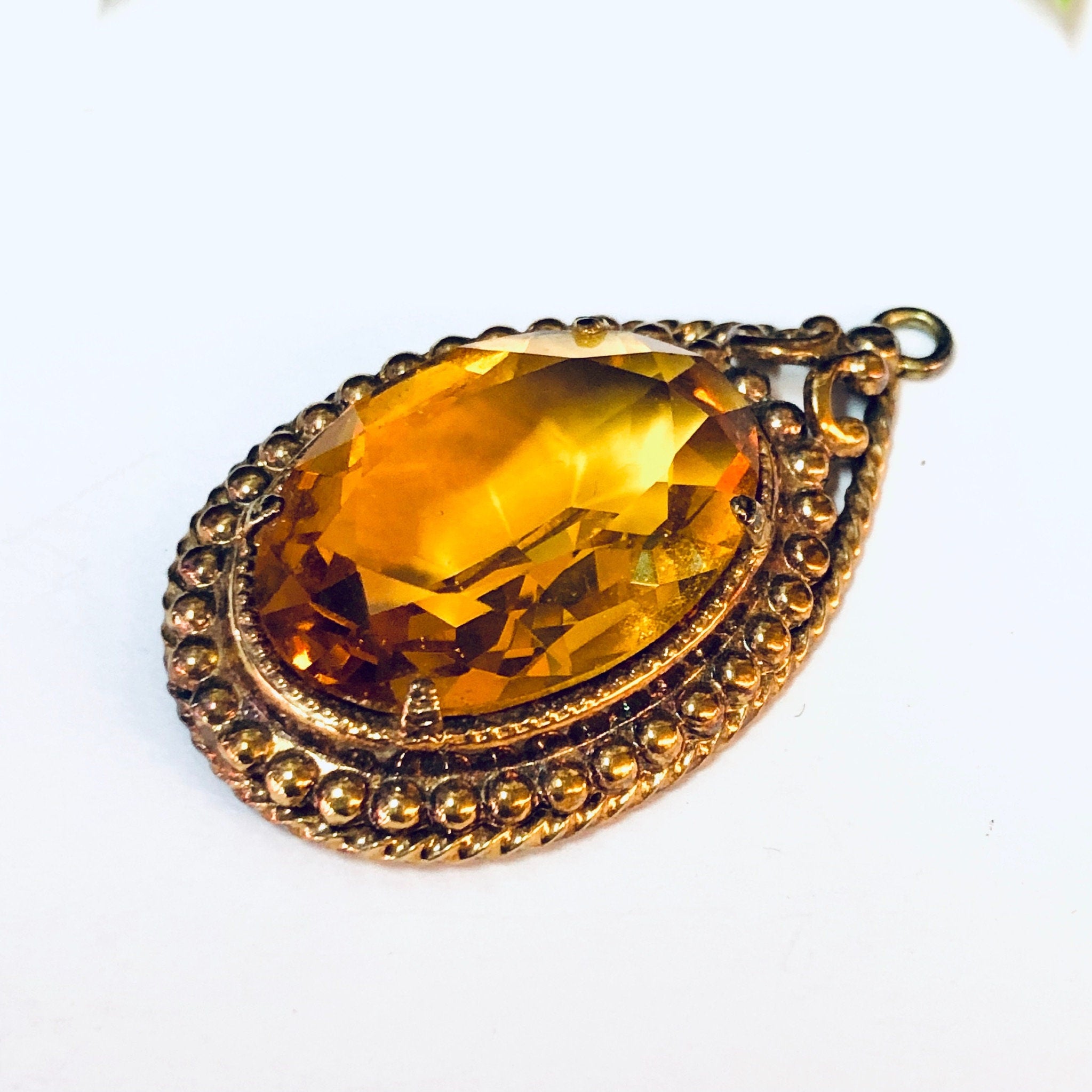 Vintage Pendant, Danecraft Pendant, Danecraft Jewelry, Silver Pendant, Yellow Gemstone, Vintage Necklace, Vintage Jewelry, Silver, Gold, 925