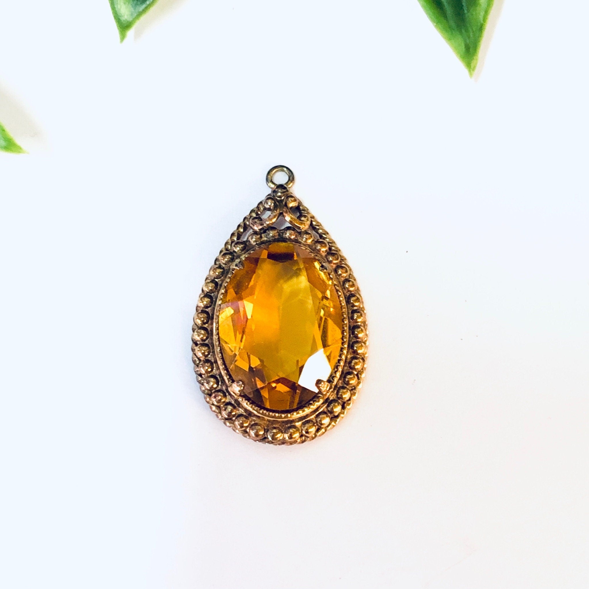 Vintage Pendant, Danecraft Pendant, Danecraft Jewelry, Silver Pendant, Yellow Gemstone, Vintage Necklace, Vintage Jewelry, Silver, Gold, 925