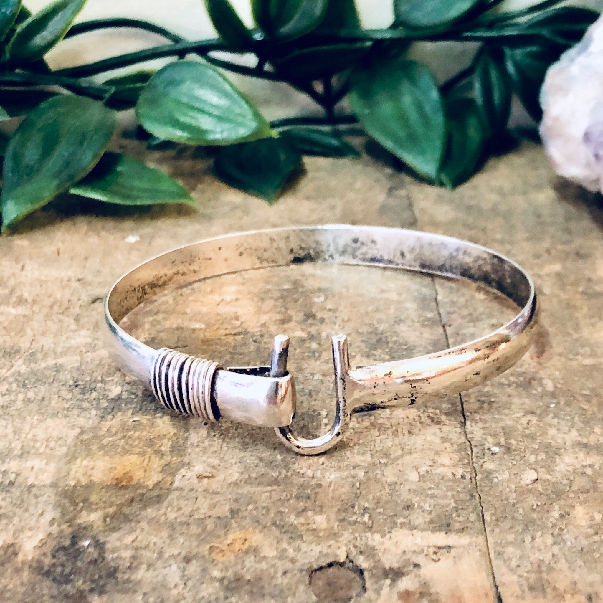 Vintage Bracelet, Bangle Bracelet, Silver Bracelet, Horseshoe Bracelet, Vintage Bangle, Hook Closure, Unique Jewelry, Good Luck Cuff, 925