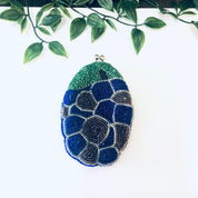 Vintage Coin Purse, Beaded Coin Purse, Change Purse, Beaded Accessories, Blue Beads, purple Beads, Green Beads, Kiss lock Purse, Small Purse