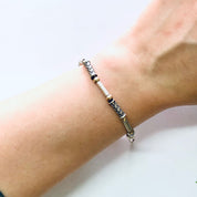 Vintage Bracelet, Silver Bracelet, Link Bracelet, Vintage Jewelry, Unique Bracelet, Gold Accents, Thin Bracelet, 925 Bracelet, Anniversary