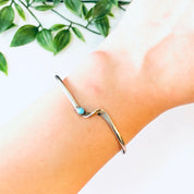 Vintage Bracelet, Silver Bracelet, Turquoise Jewelry, Vintage Jewelry, Unique Design, Simple Bracelet, Cuff Bracelet, Silver and Blue, 925