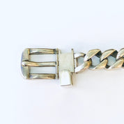 Vintage Bracelet, Silver Bracelet, Cuban Link Belt Bracelet, Buckle Bracelet, Hermes style, Cuban Link Chain, Thick Bracelet, Unique Jewelry