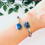 Vintage Bracelet, Bangle Bracelet, Silver bracelet, Blue Lapis Jewelry, Lapis Bangle, Silver Bangle, Blue and Silver, Spiral Cuff, 925 Blue