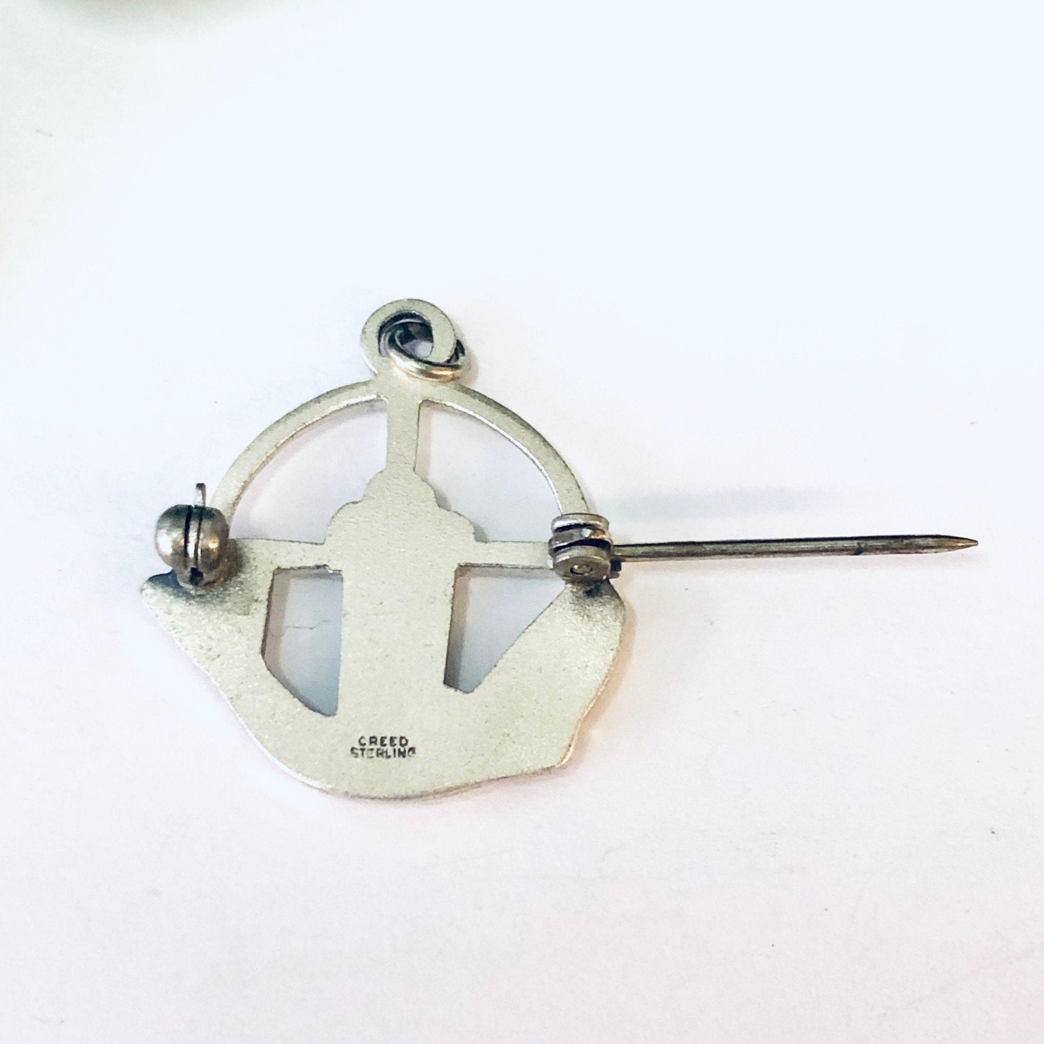 Vintage Pin, Religious Jewelry, Silver Pin, Christian Symbol Pin, Fish Pin, Basket Pin, Cross Pin, Creed Sterling, 925 Pin, Fish Pendant,