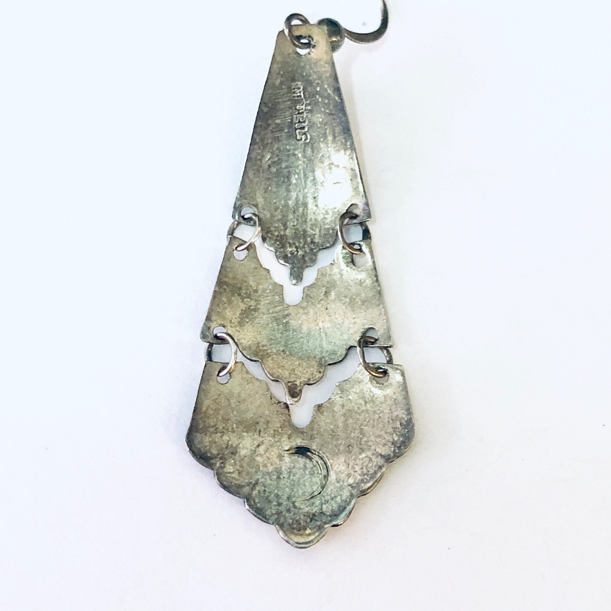 Vintage Earrings, Silver Earrings, Turquoise Earrings, Dangle Earrings, Drop Earrings, Silver and Blue, Vintage Jewelry, 925 Earrings, Blue