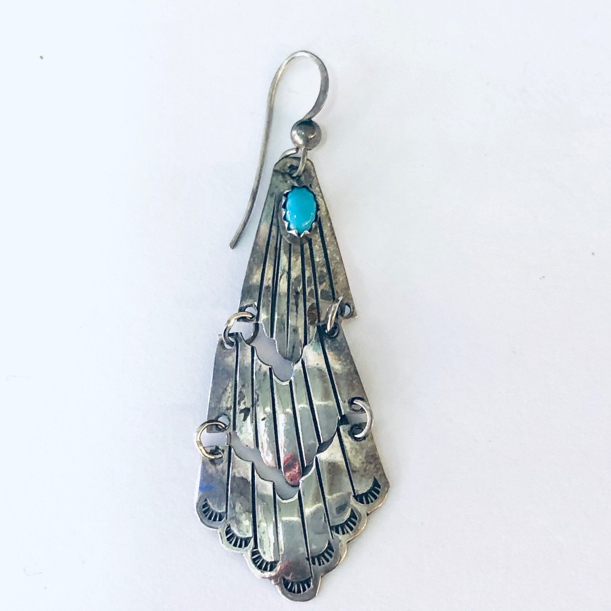 Vintage Earrings, Silver Earrings, Turquoise Earrings, Dangle Earrings, Drop Earrings, Silver and Blue, Vintage Jewelry, 925 Earrings, Blue